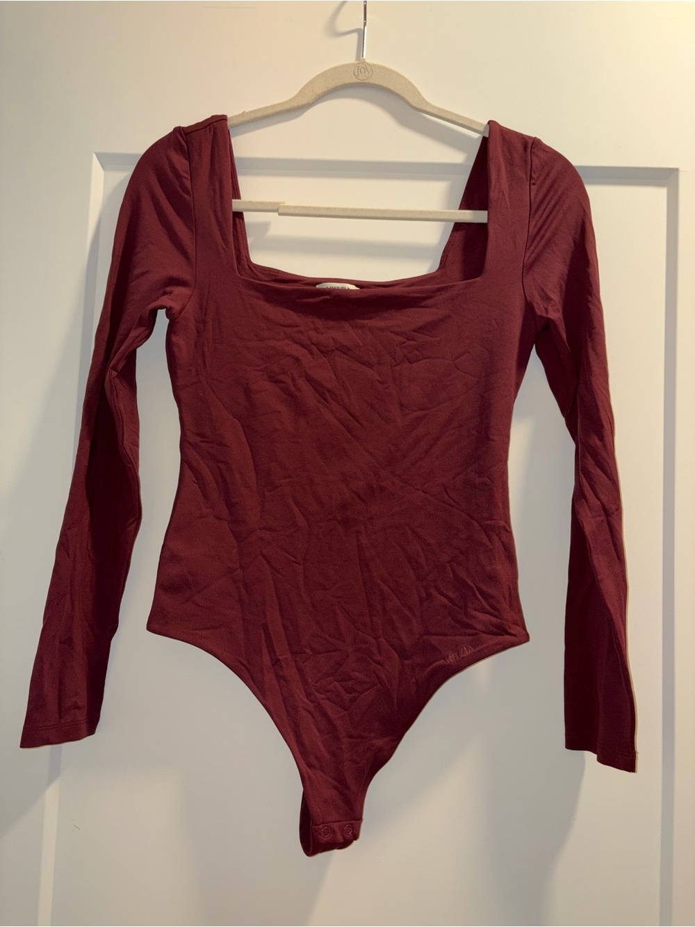 Aritzia Long Sleeve Square Neck Bodysuit - Burgundy